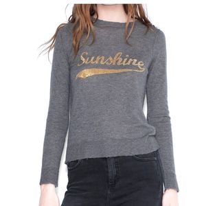 Zadig & Voltaire Cashmere Sunshine Gray Sweater Lightweight Round Neck size M